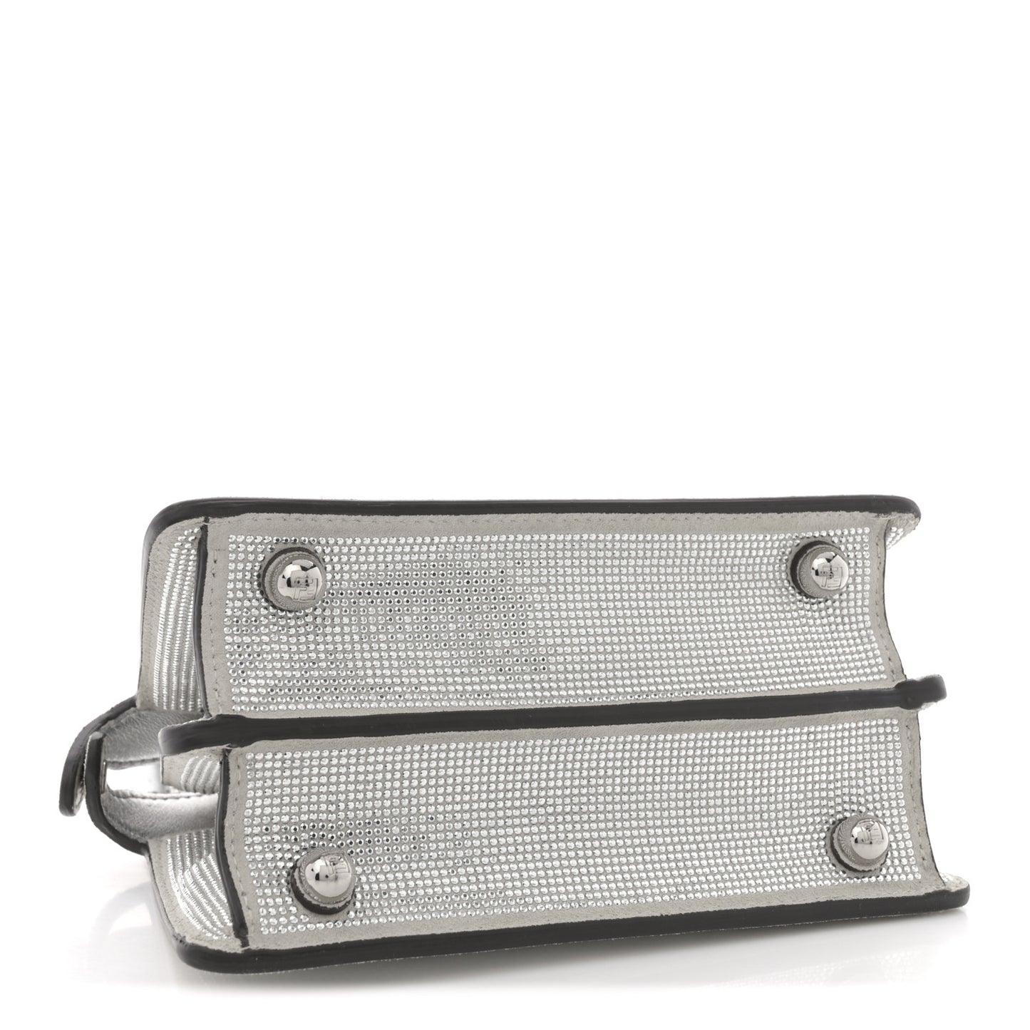 Crystal Vitello Laminato FF Petite Peekaboo I SEE U Satchel Crystal Argento
