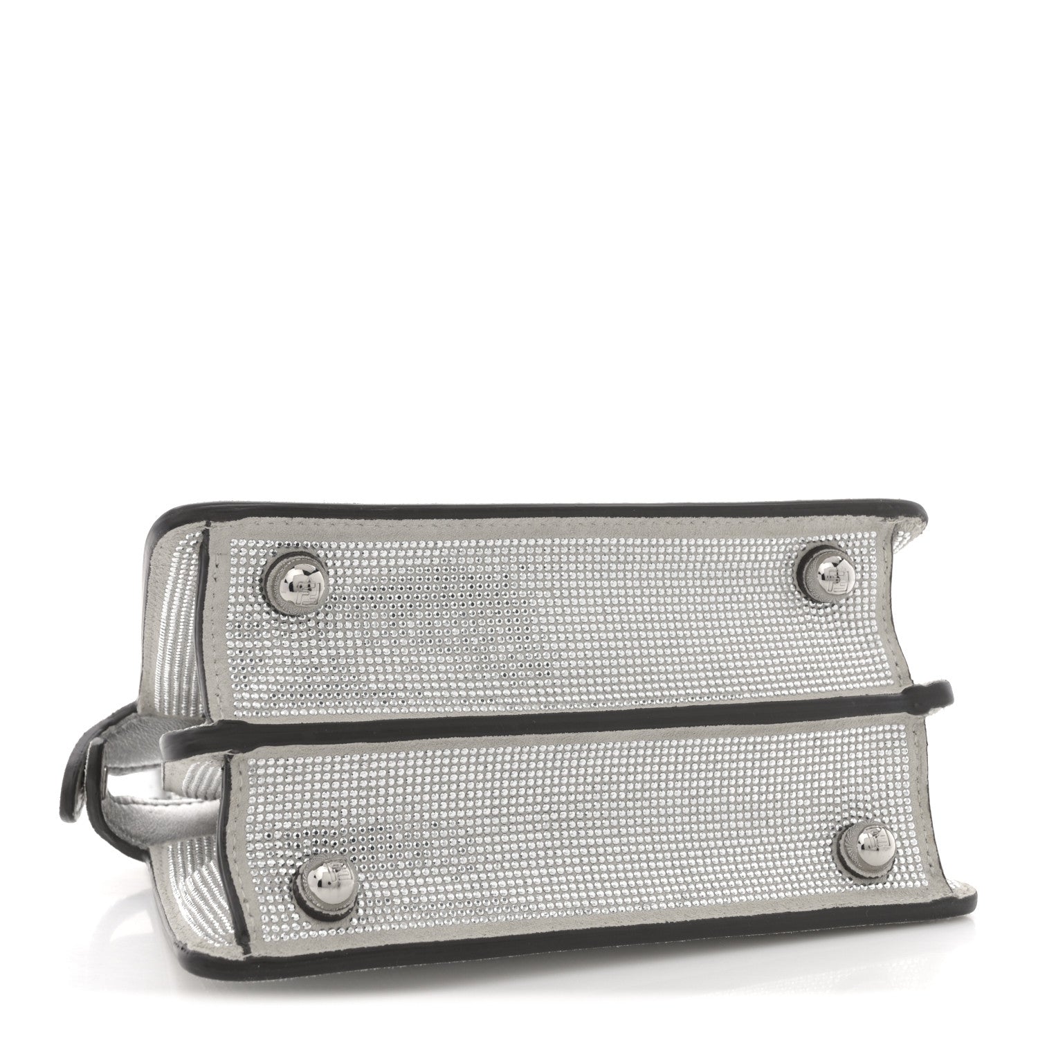 Fendi Crystal Vitello Laminato FF Petite Peekaboo I SEE U Satchel Crystal Argento 4 of 10