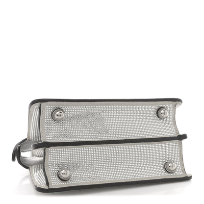 Fendi Crystal Vitello Laminato FF Petite Peekaboo I SEE U Satchel Crystal Argento 4 of 10