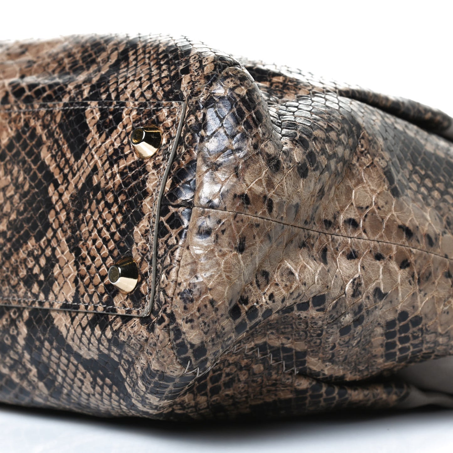 Calfkin Embossed Python Medium Double Carry Beige