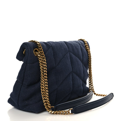 Saint Laurent Canvas Quilted Small Loulou Puffer Monogram Chain Satchel Marine 3 of 6