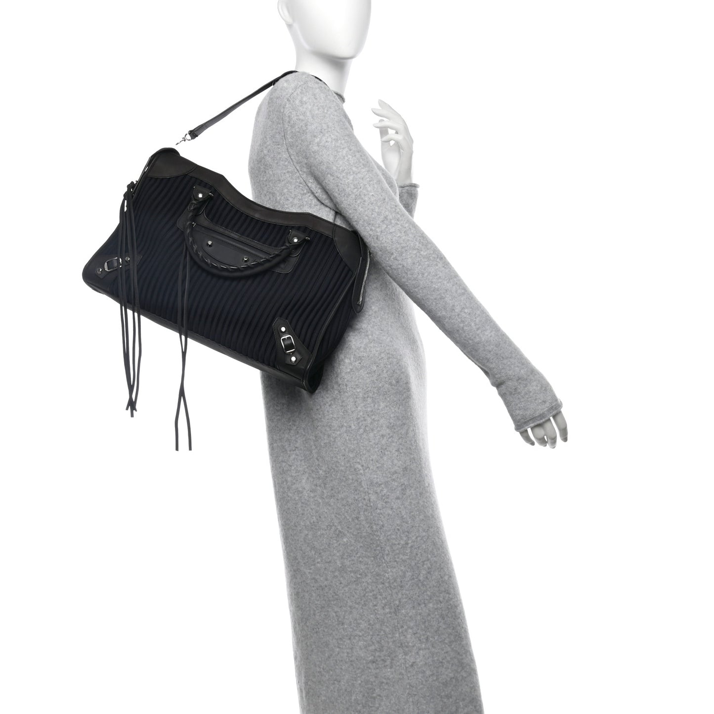 Ribbed Neoprene Classic Silver Hardware City Black