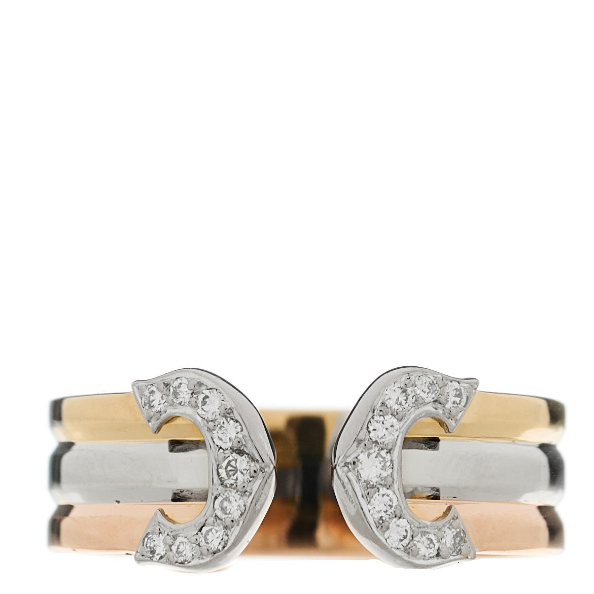 18K Pink Yellow White Gold Diamond C De Cartier Ring 52 6