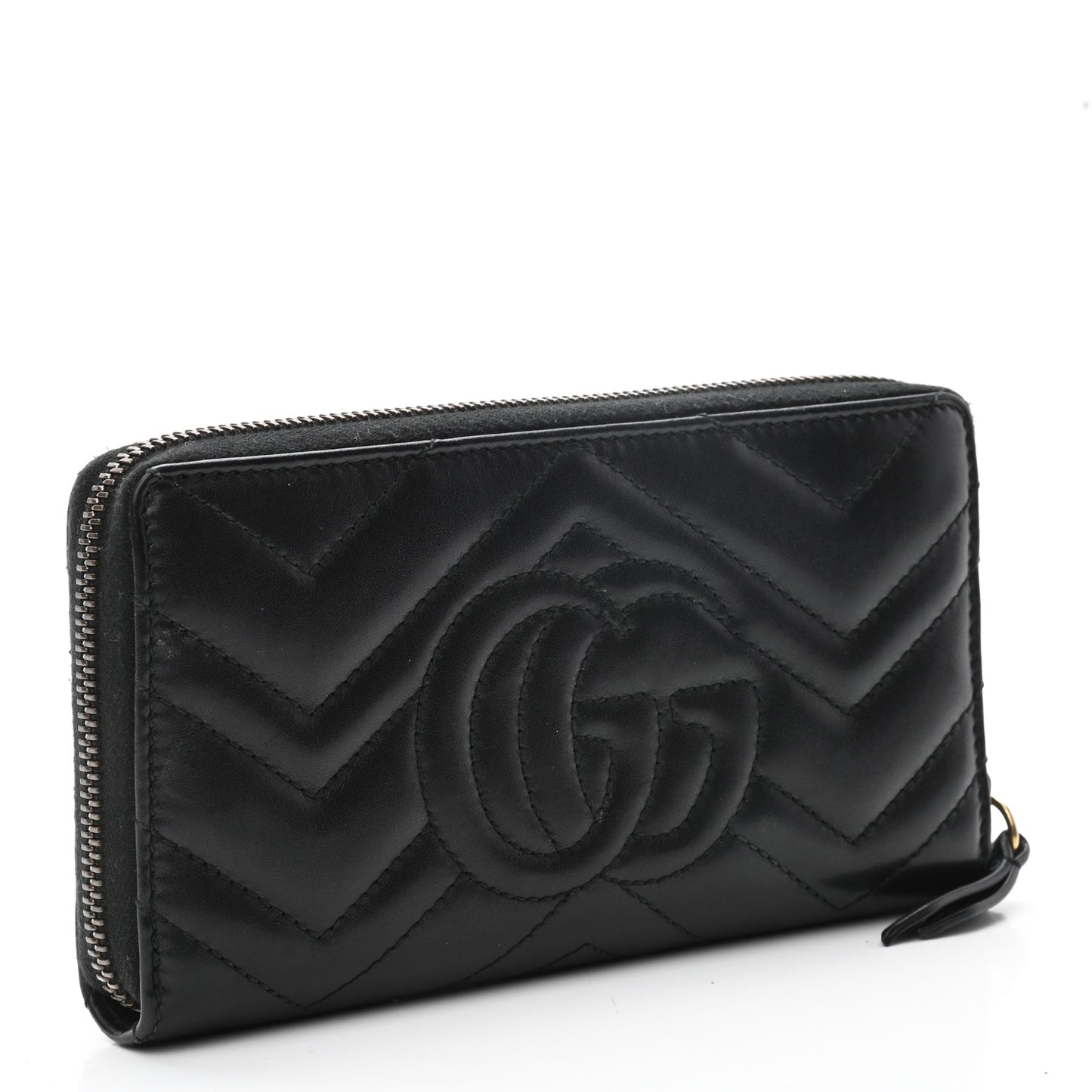 Calfskin Matelasse GG Marmont Zip Around Wallet Black