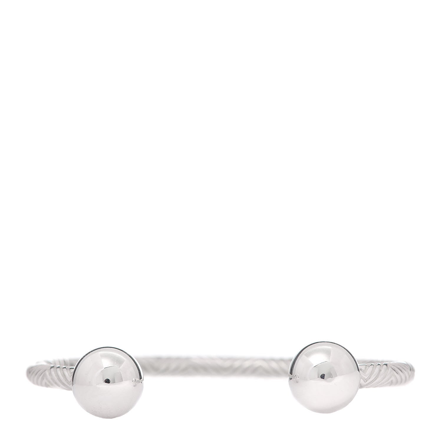 Tiffany Sterling Silver Textured Barbell Cuff Bracelet 1 of 5