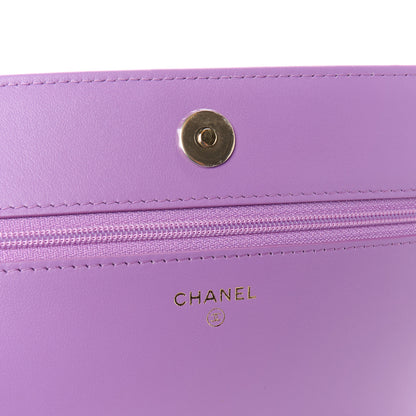 Chanel Caviar Quilted Boy Wallet On Chain WOC Purple 6 of 12