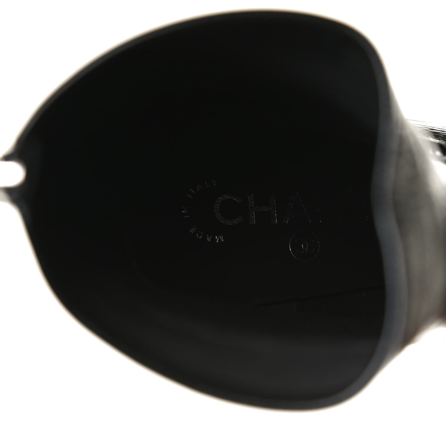Shiny Crumpled Calfskin CC Cap Toe Short Boots 40.5 Black