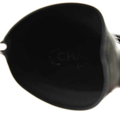 Chanel Shiny Crumpled Calfskin CC Cap Toe Short Boots 40.5 Black 10 of 13