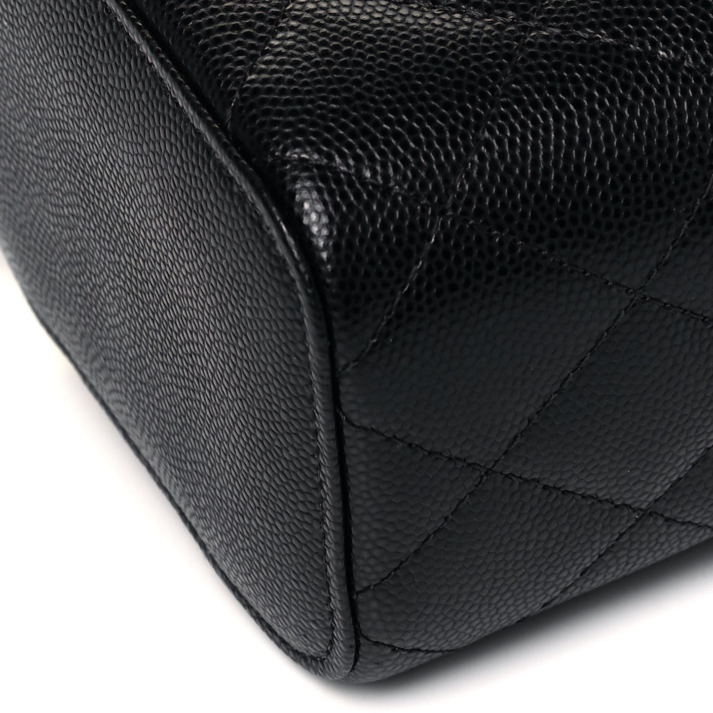 Caviar Quilted Mini Vanity Case With Chain Black