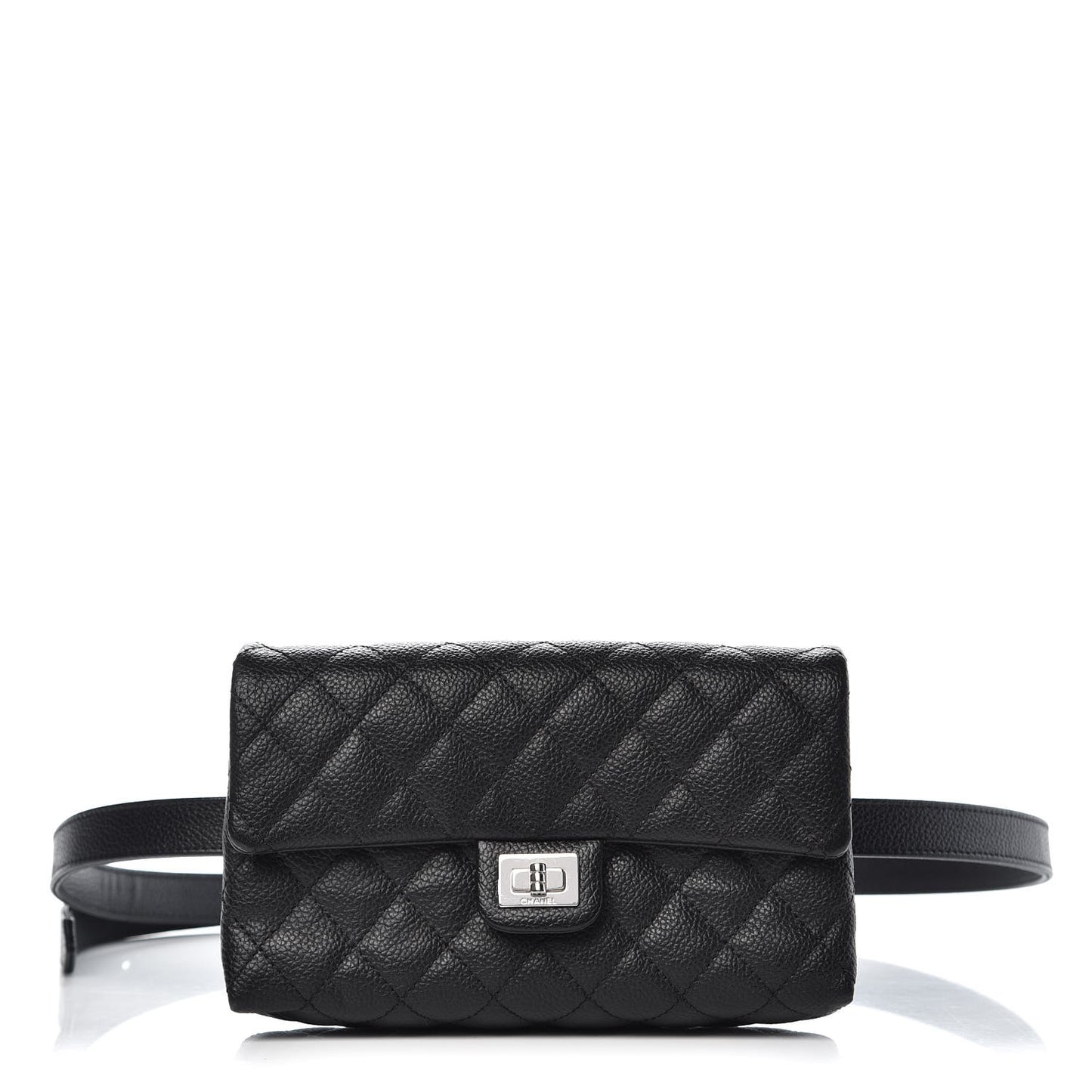 Grained Calfskin Quilted 2.55 Reissue Flap Belt Bag Clutch Black
