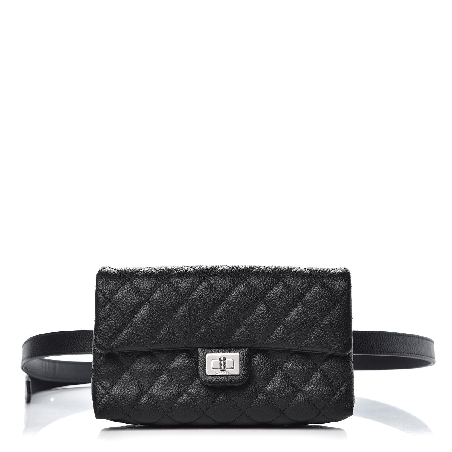 Chanel Grained Calfskin Quilted 2.55 Reissue Flap Belt Bag Clutch Black 1 of 7