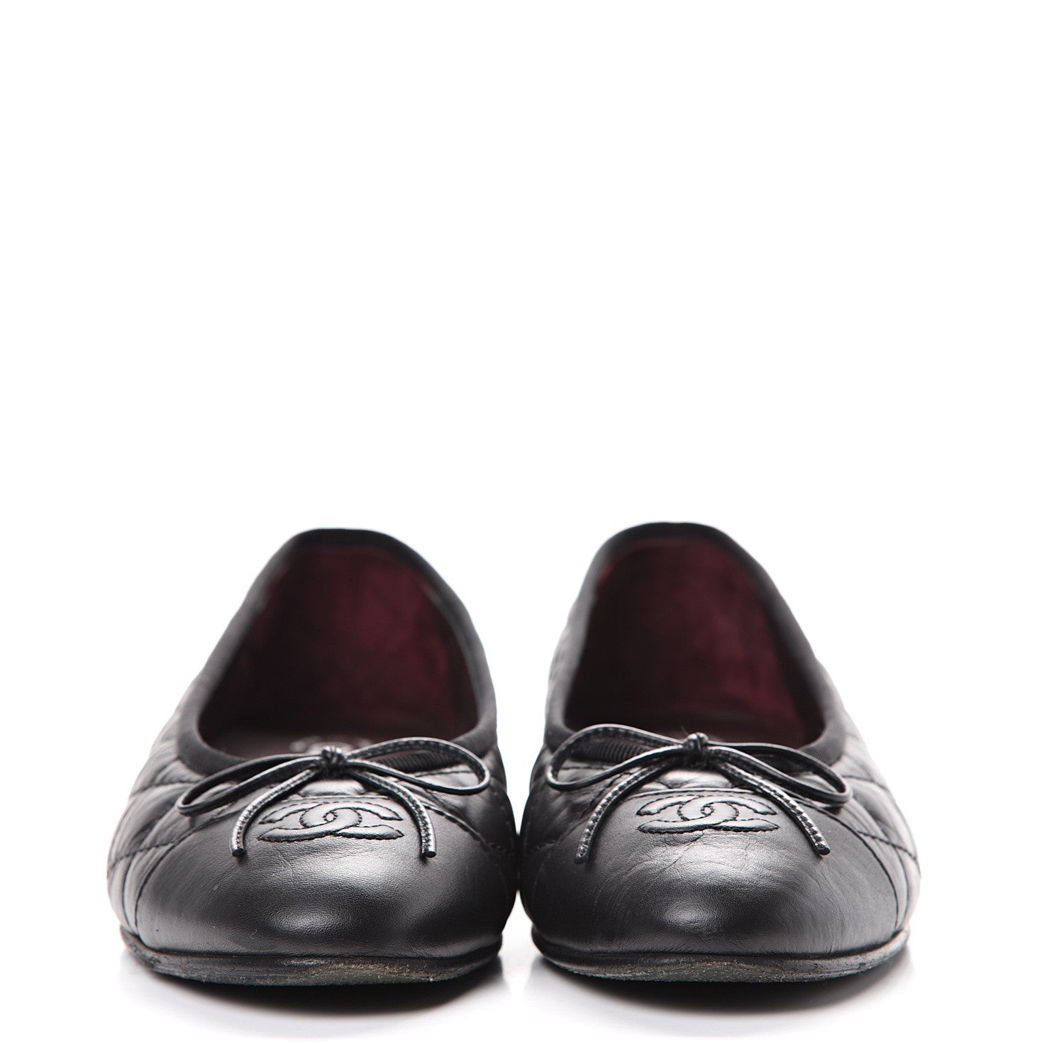 Chanel Aged Calfskin Quilted Cap Toe Ballerina Flats 37.5 Black 2 of 12