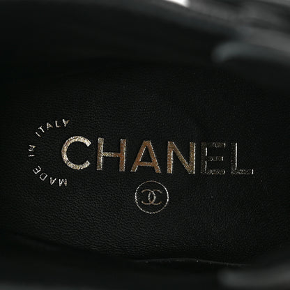 Chanel Shiny Goatskin Calfskin Quilted Lace Up Combat Boots 40 Black 6 of 7