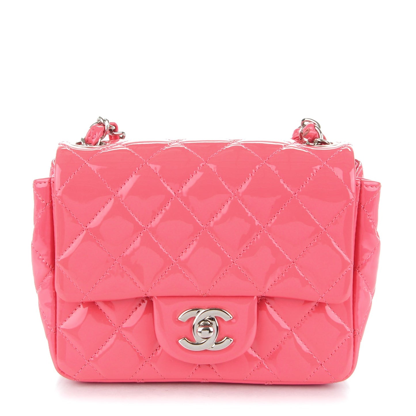Patent Quilted Mini Square Flap Pink