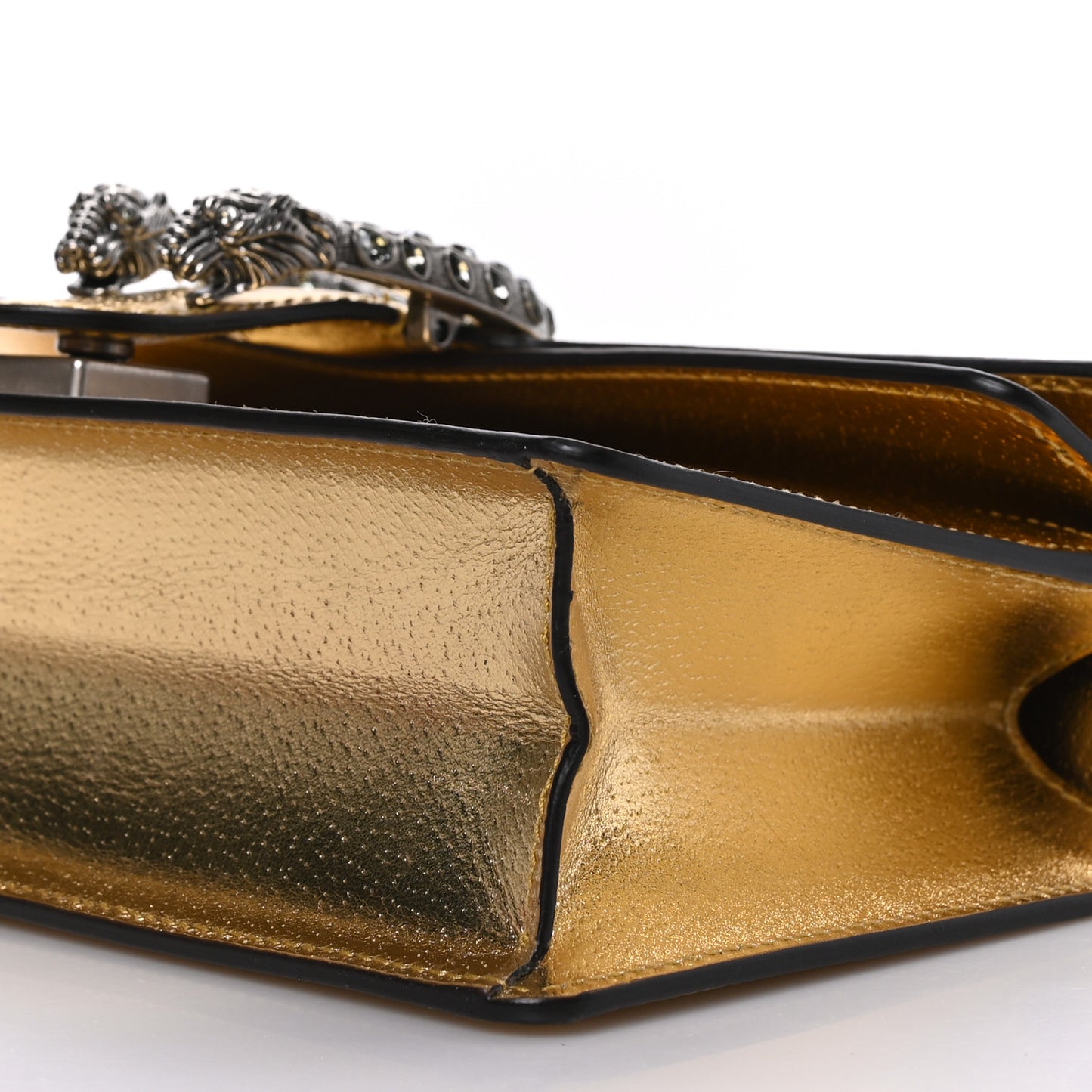 Metallic Textured Calfskin Crystal Small Dionysus Shoulder Bag Gold
