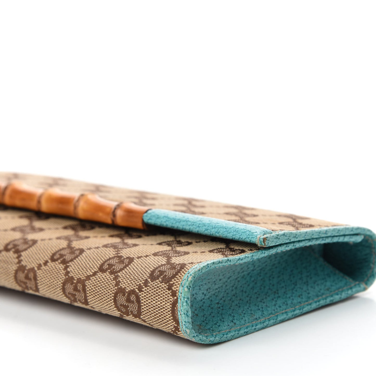 Monogram Bamboo Bar Clutch Turquoise