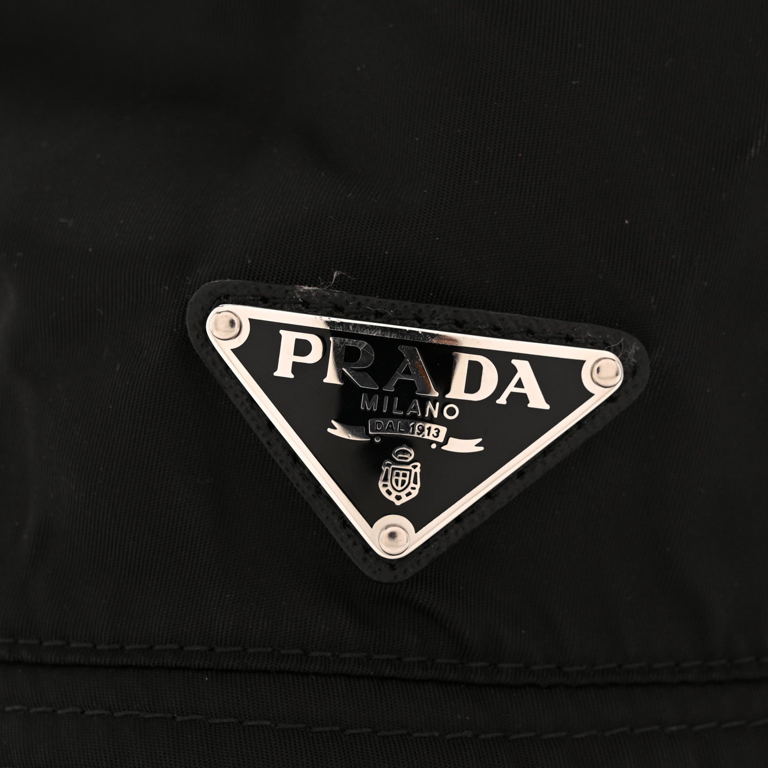Prada Re-Nylon Metal Triangle Logo Womens Bucket Hat S Black 10 of 11
