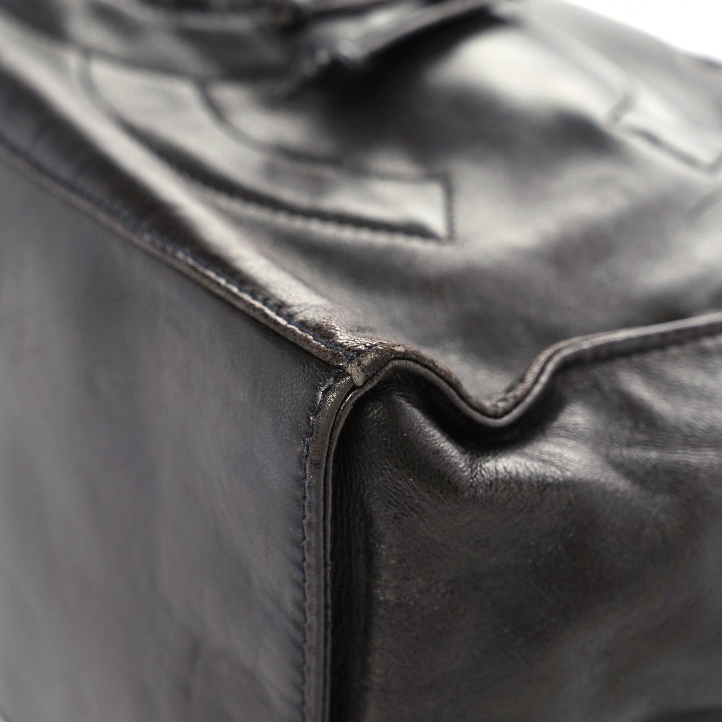 Lambskin Quilted Drawstring Backpack Black