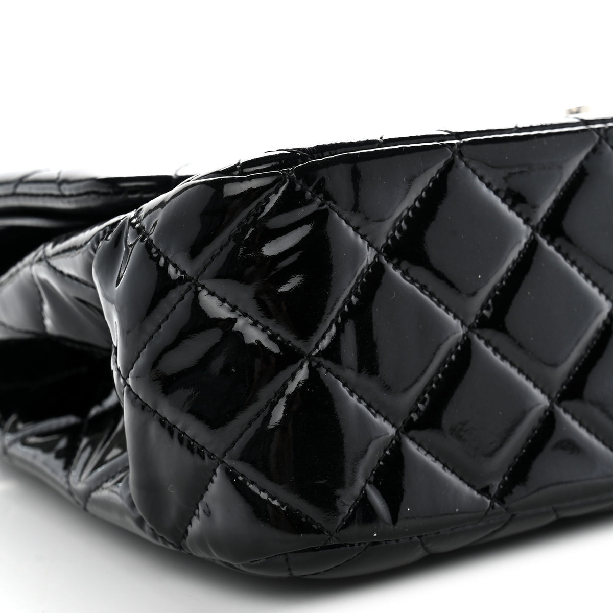 Patent Quilted Jumbo Double Flap Black