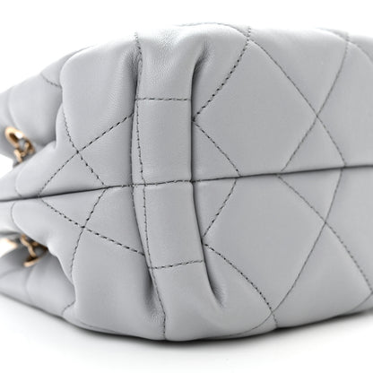 Chanel Lambskin Quilted CC Dweller Drawstring Bucket Bag Light Grey 9 of 11