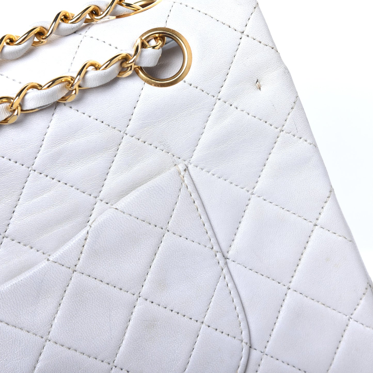 Lambskin Quilted Medium Double Flap White