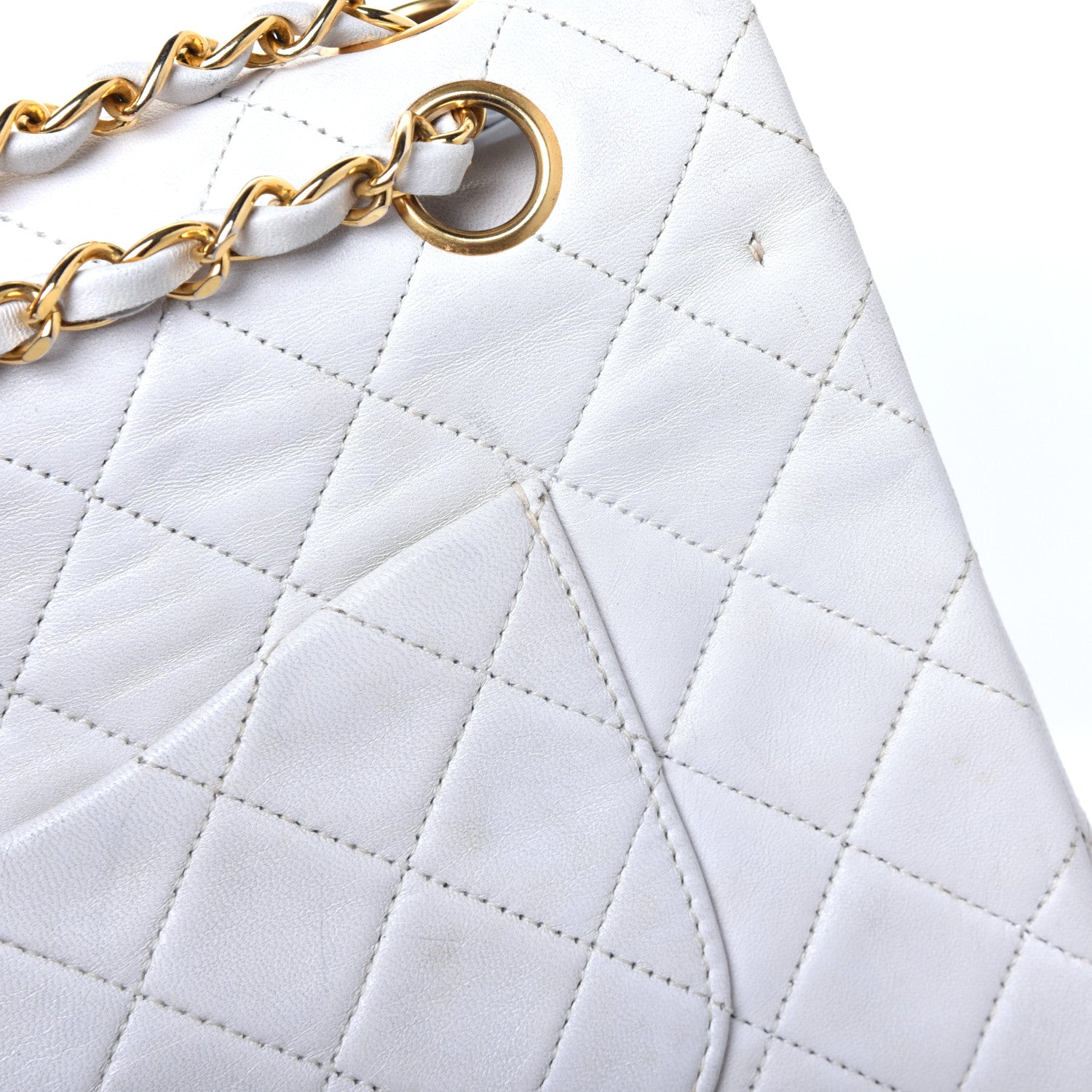 Chanel Lambskin Quilted Medium Double Flap White 13 of 14