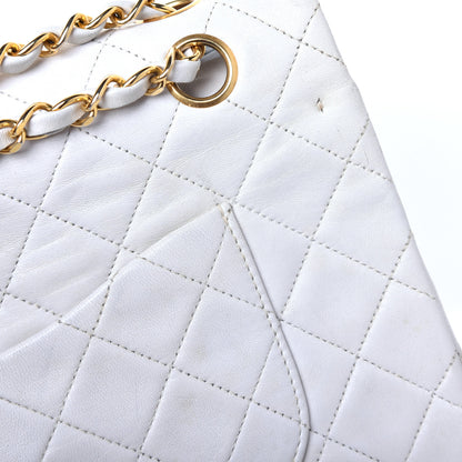 Chanel Lambskin Quilted Medium Double Flap White 13 of 14