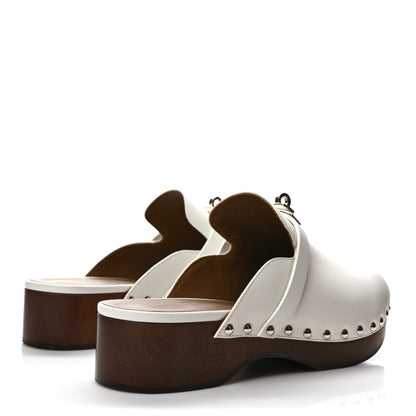 Hermes Calfskin Carlotta Mules 39 White 4 of 8