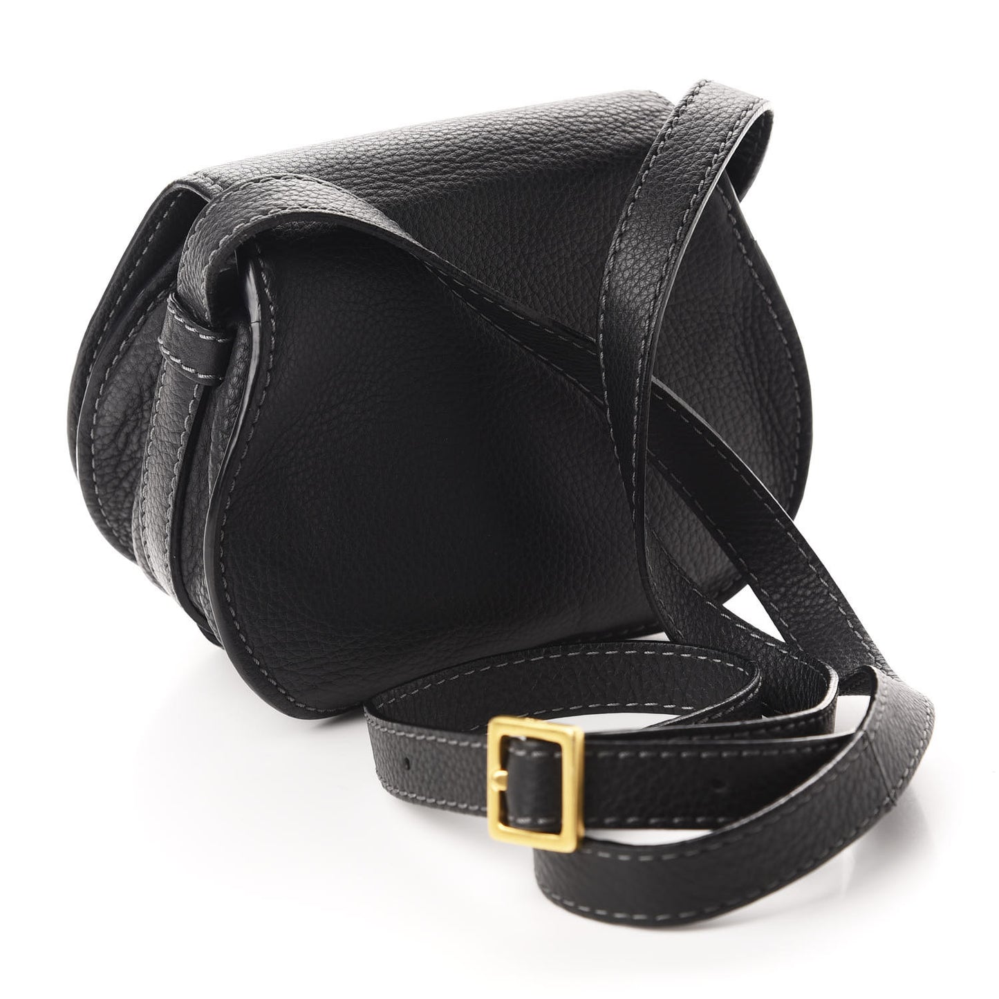 Calfskin Mini Marcie Round Crossbody Bag Black