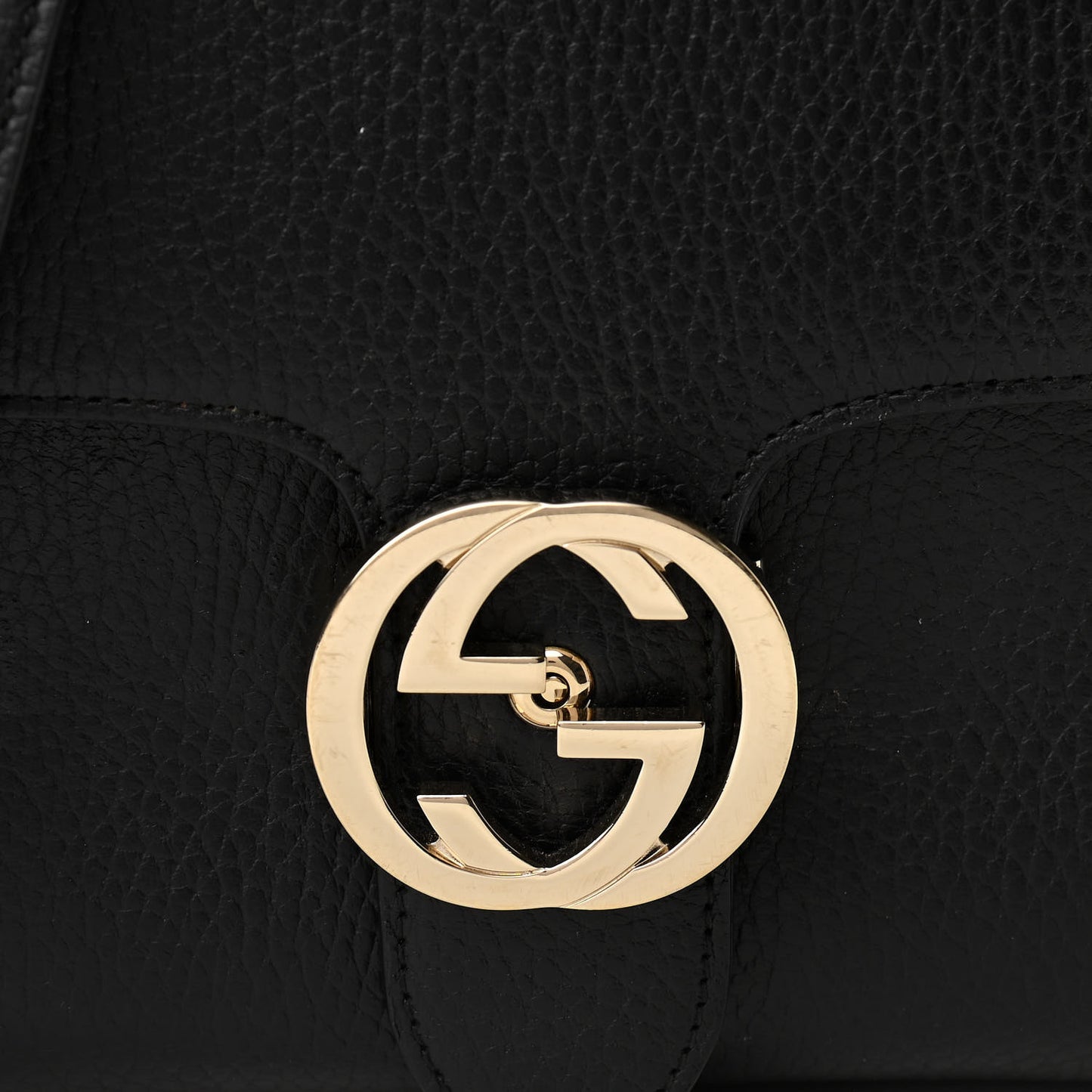 Dollar Calfskin Interlocking G Top Handle Shoulder Bag Black