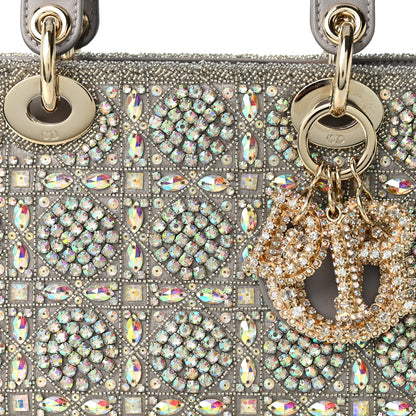 Christian Dior Calfskin Satin Celestial Bead Embroidery Embroidered Small Lady Dior Grey Multicolor 8 of 10