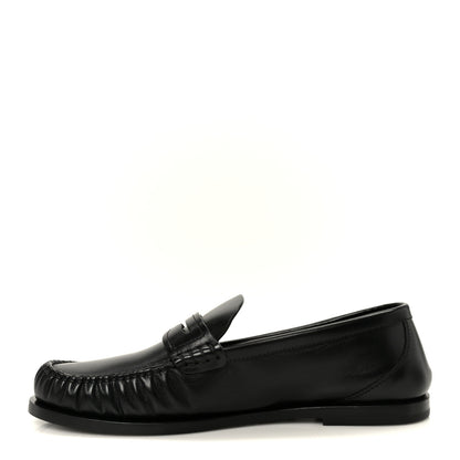 Saint Laurent Calfskin Penny Loafers 37.5 Black 1 of 10