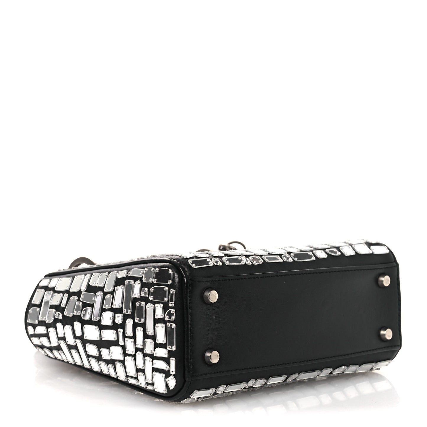 Smooth Calfskin Embroidered Mini Mosaic of Mirrors Lady Dior Black