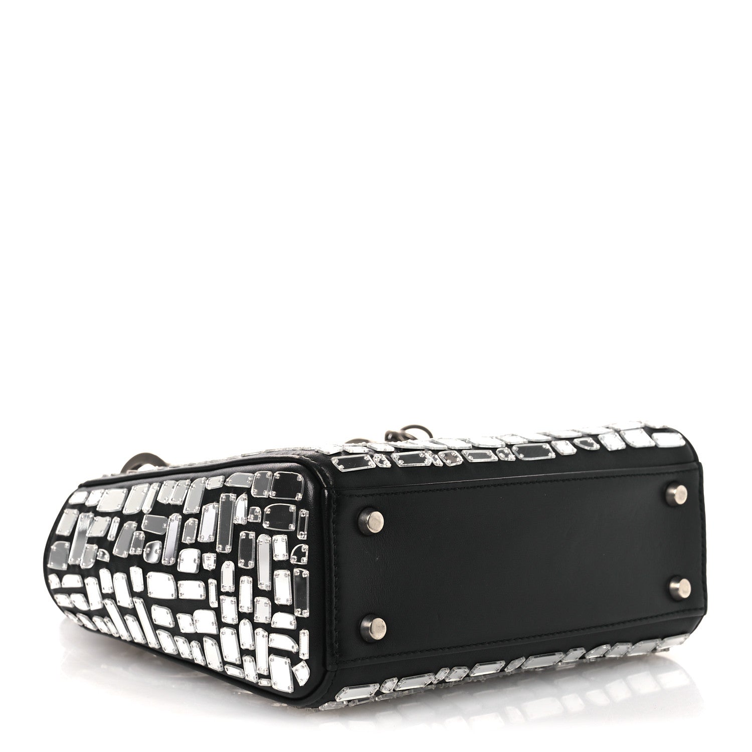 Christian Dior Smooth Calfskin Embroidered Mini Mosaic of Mirrors Lady Dior Black 4 of 12