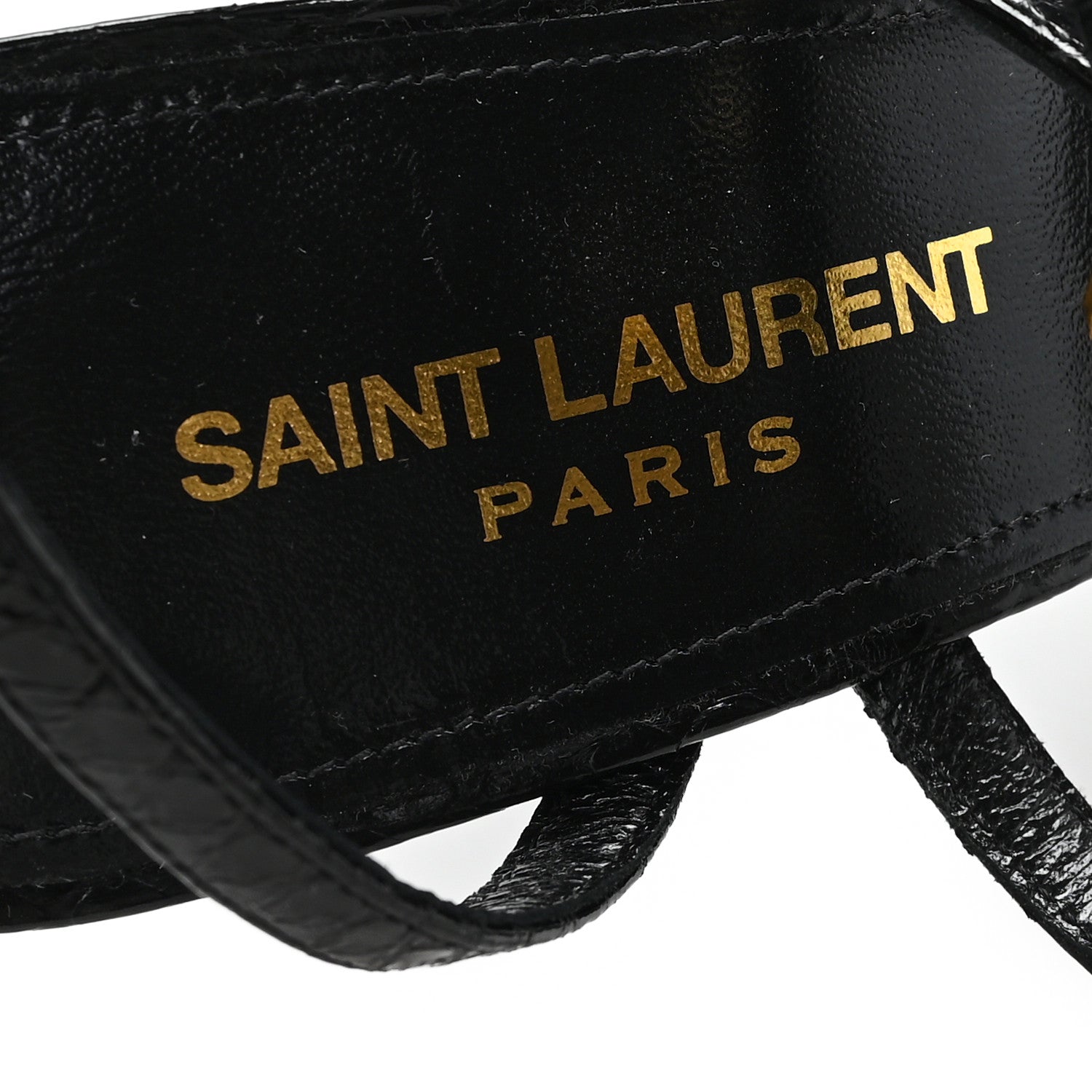 Saint Laurent Ayers Snakeskin Embossed Giqua 115 Sandals 37 Black 8 of 9