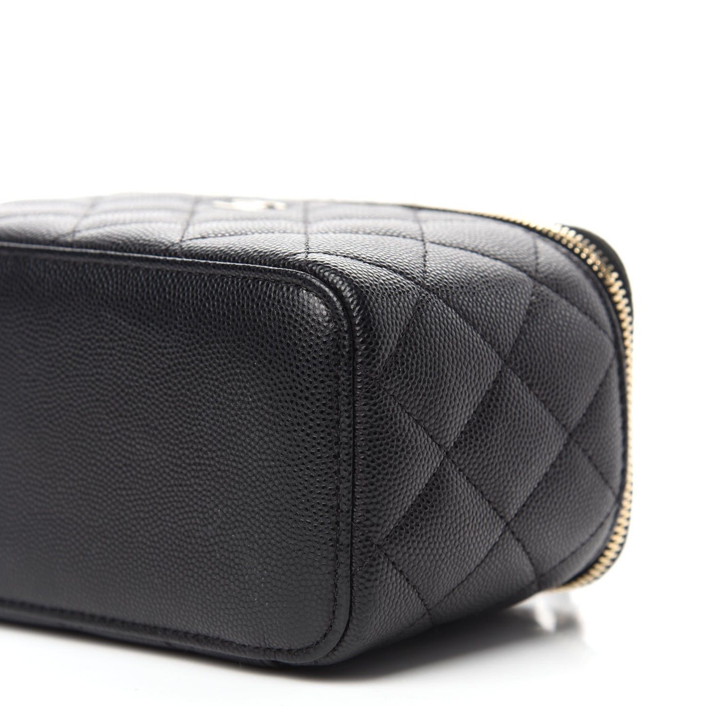 Caviar Quilted Small Vanity Case With Chain Black