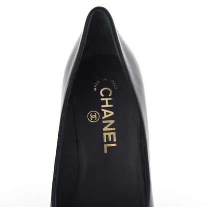 Chanel Lambskin Grosgrain Cap Toe Pearl Pumps 36.5 Black 7 of 9
