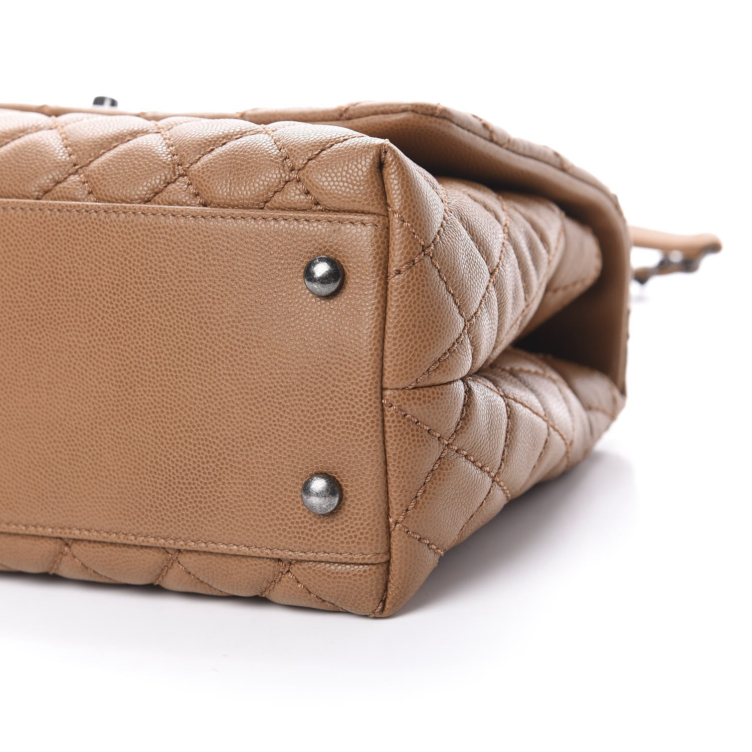 Chanel Caviar Quilted Small Coco Handle Flap Camel 10 of 11