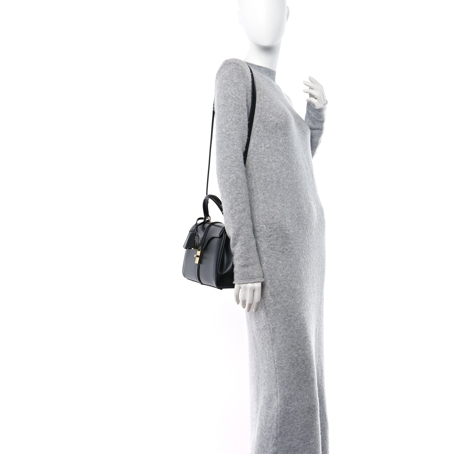 Celine Satinated Calfskin Small 16 Top Handle Bag Black 2 of 9