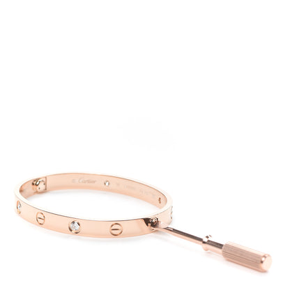 Cartier 18K Pink Gold 4 Diamond LOVE Bracelet 16 4 of 7