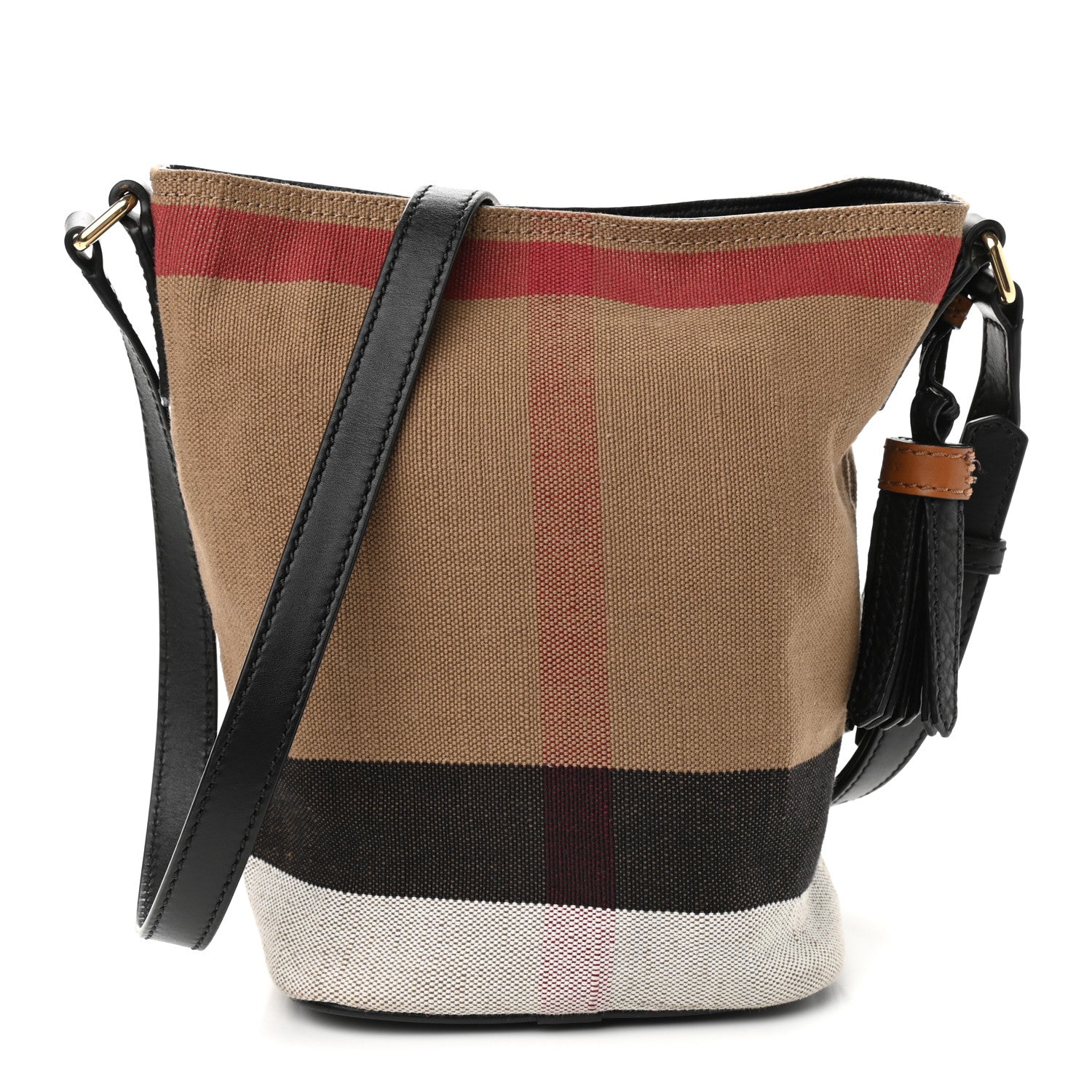 Burberry Canvas Mega Check Mini Ashby Tassel Crossbody Black 3 of 10