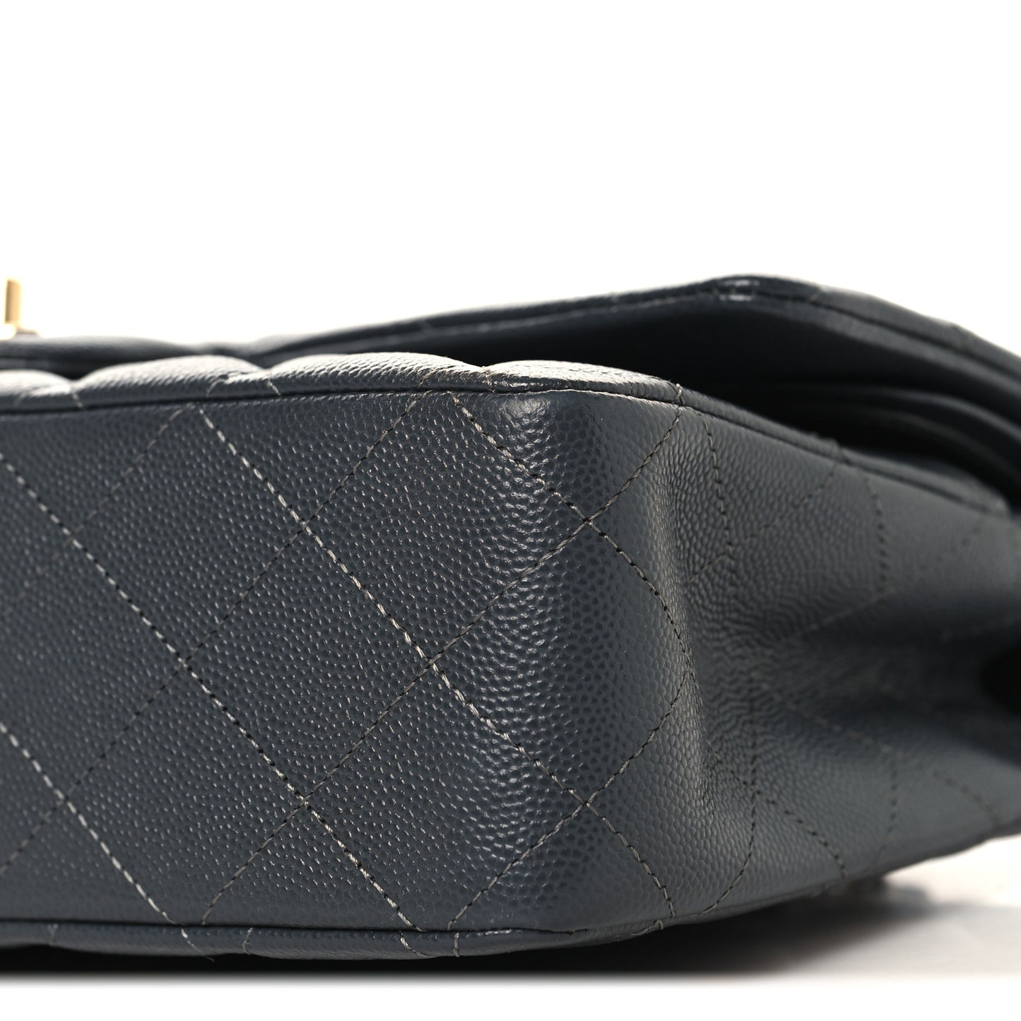Caviar Quilted Medium Double Flap Dark Grey