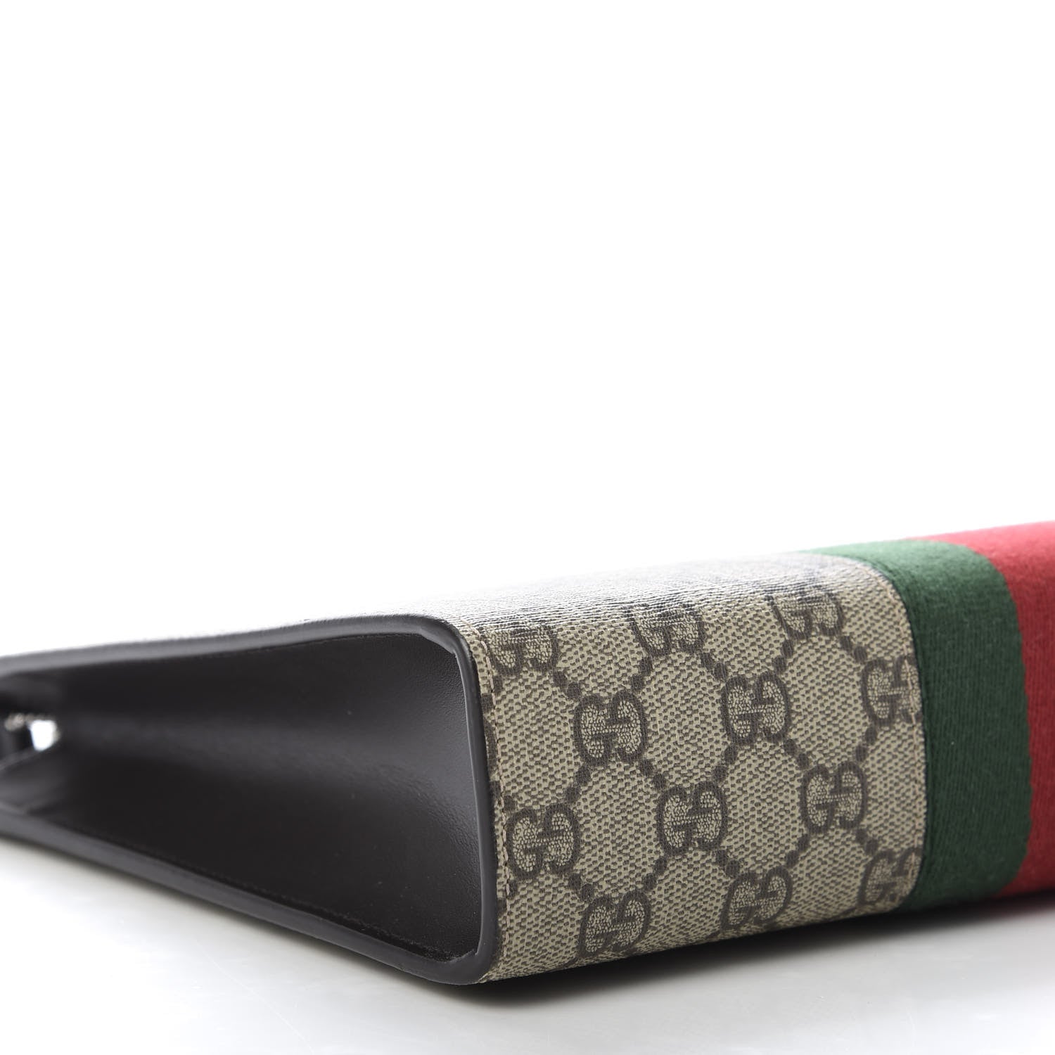 Gucci GG Supreme Monogram Selleria Calfskin Web New Web Cosmetic Case Beige Ebony Cocoa 6 of 10