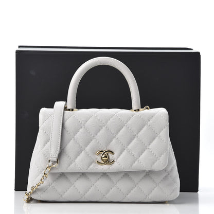 Chanel Caviar Quilted Mini Coco Handle Flap Light Grey 10 of 10