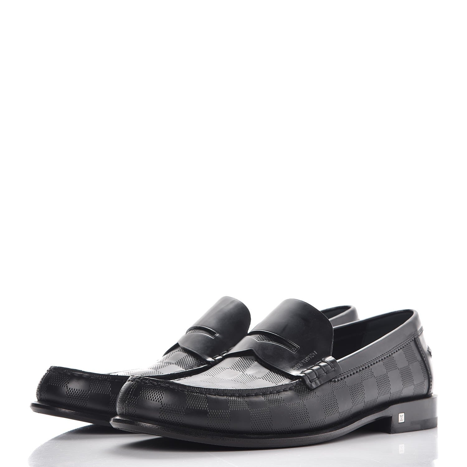 Louis Vuitton Mens Damier Infini Santiago Loafers 8 Black 3 of 8