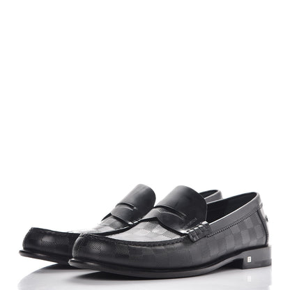 Louis Vuitton Mens Damier Infini Santiago Loafers 8 Black 3 of 8