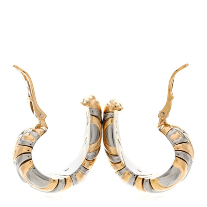 Bulgari 18K Yellow Gold Stainless Steel Parentesi Hoop Earrings 3 of 4