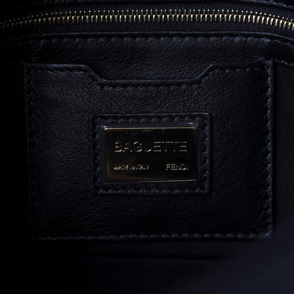 Fendi Vitello Dolce Studded Baguette Black Gold 6 of 9