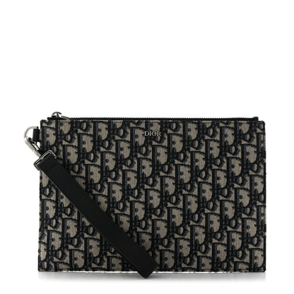 Christian Dior Oblique Pouch Wristlet Blue 1 of 8