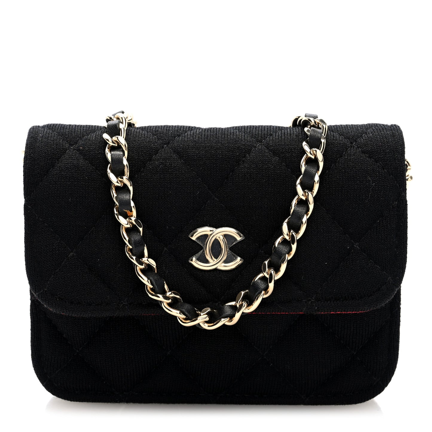 Jersey Quilted Micro Mini Flap Black